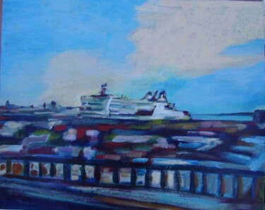 Peinture intitulée "Le ferry Paglia Orb…" par Bertrand Daullé, Œuvre d'art originale, Huile