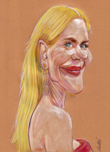 Dibujo titulada "Nicole Kidman" por Bertrand Daullé, Obra de arte original, Pastel