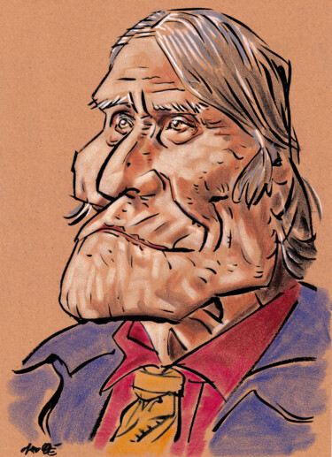 Disegno intitolato "Geronimo" da Bertrand Daullé, Opera d'arte originale, Pastello
