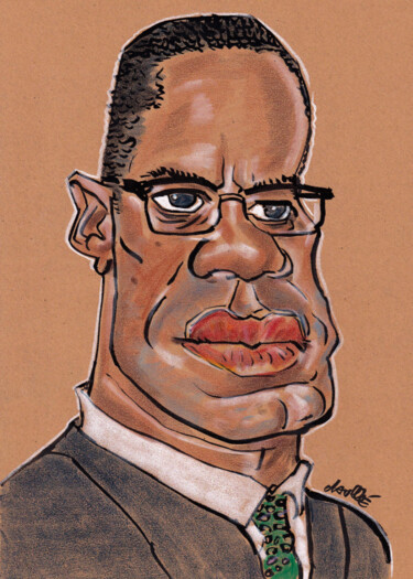 Drawing titled "Malcolm X" by Bertrand Daullé, Original Artwork, Pastel