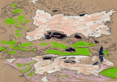 Dessin intitulée "Névé et lac, Mercan…" par Bertrand Daullé, Œuvre d'art originale, Autre