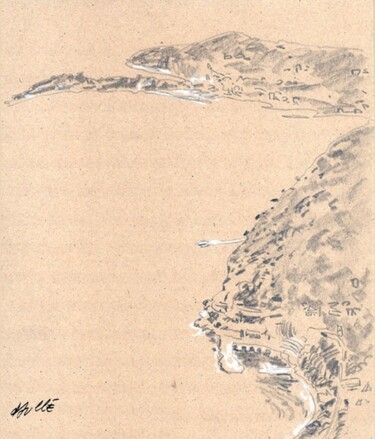 Dessin intitulée "Cap Ferrat près de…" par Bertrand Daullé, Œuvre d'art originale, Autre