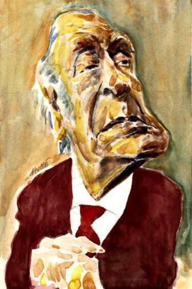 Peinture intitulée "Jorge Luis Borges,…" par Bertrand Daullé, Œuvre d'art originale