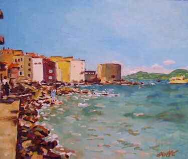 Peinture intitulée "Port de Saint Tropez" par Bertrand Daullé, Œuvre d'art originale, Huile