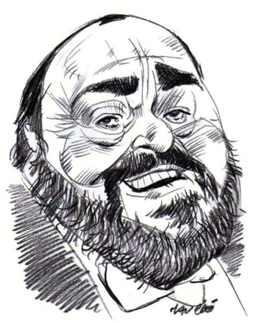 Peinture intitulée "Luciano Pavarotti,…" par Bertrand Daullé, Œuvre d'art originale, Autre