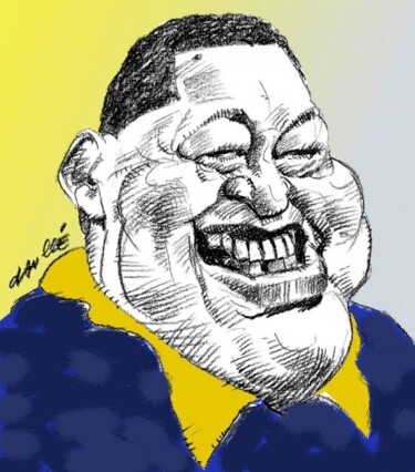 Картина под названием "President Chavez of…" - Bertrand Daullé, Подлинное произведение искусства, Масло