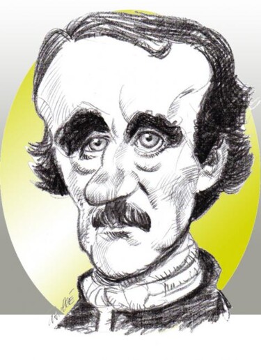 Ζωγραφική με τίτλο "Edgar Allan Poe" από Bertrand Daullé, Αυθεντικά έργα τέχνης, Άλλος