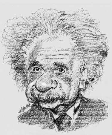 Peinture intitulée "Albert Einstein" par Bertrand Daullé, Œuvre d'art originale, Huile