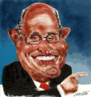 Painting titled "Rudy Giuliani" by Bertrand Daullé, Original Artwork, Oil