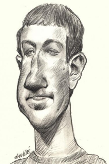 Peinture intitulée "Mark Zuckerberg" par Bertrand Daullé, Œuvre d'art originale, Autre