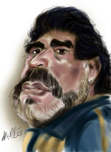 Digitale Kunst mit dem Titel "Diego Maradona" von Bertrand Daullé, Original-Kunstwerk, Digitale Malerei