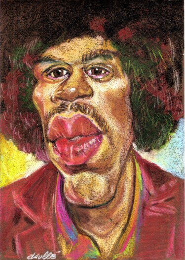 Dibujo titulada "Jimi Hendrix" por Bertrand Daullé, Obra de arte original