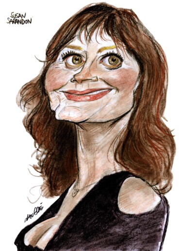 Drawing titled "Susan Sarandon" by Bertrand Daullé, Original Artwork