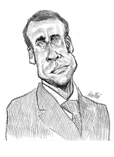 Dibujo titulada "Emmanuel Macron" por Bertrand Daullé, Obra de arte original, Lápiz