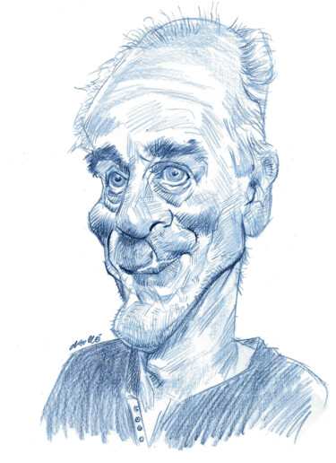 Dibujo titulada "Philippe Poutou" por Bertrand Daullé, Obra de arte original, Lápiz