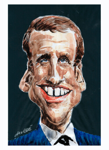 Peinture intitulée "Emmanuel Macron" par Bertrand Daullé, Œuvre d'art originale, Acrylique