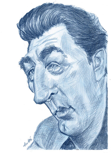 Dibujo titulada "Robert Mitchum" por Bertrand Daullé, Obra de arte original, Lápiz