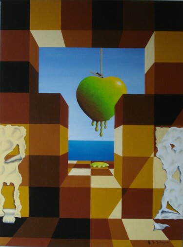 Malarstwo zatytułowany „VISION SUR CADAQUES” autorstwa Bertrand Delogne, Oryginalna praca, Olej Zamontowany na Drewniana ram…