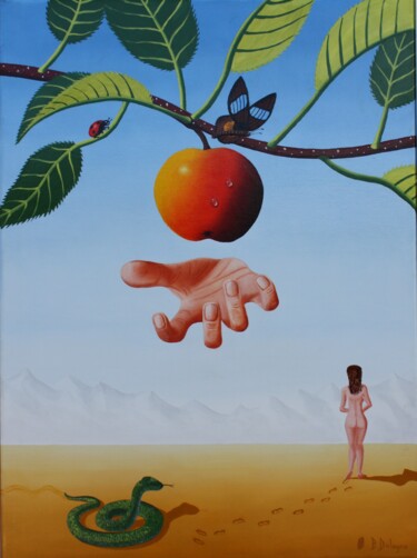 Картина под названием "LA MAIN D'ADAM" - Bertrand Delogne, Подлинное произведение искусства, Масло Установлен на Деревянная…