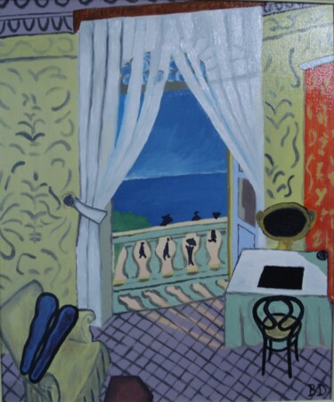 Pintura titulada "INTERIEUR A LA BOIT…" por Bertrand Delogne, Obra de arte original, Oleo Montado en Bastidor de camilla de…