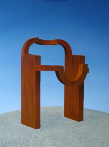 Картина под названием "HOMMAGE A CHILIDA" - Bertrand Delogne, Подлинное произведение искусства, Масло Установлен на Деревянн…