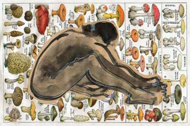 Картина под названием "mushrooms lady" - Bertrand Eberhard, Подлинное произведение искусства