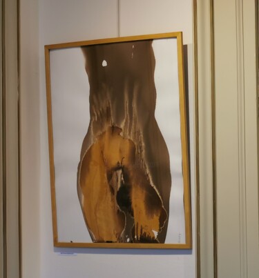 Peinture intitulée "Voiliée Dévoilée" par Bertrand Eberhard, Œuvre d'art originale, Encre Monté sur Autre panneau rigide