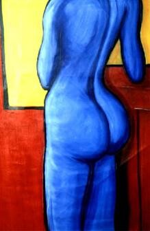 Peinture intitulée "nu bleu" par Bertrand Eberhard, Œuvre d'art originale, Huile