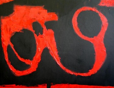 Peinture intitulée "rouge et noir" par Bertrand Eberhard, Œuvre d'art originale, Huile