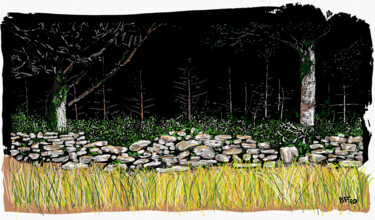 Arte digitale intitolato "Magic Forest" da Bertrand Fraysse, Opera d'arte originale, Pittura digitale