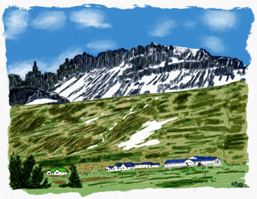 Arts numériques intitulée "Montain Iceland" par Bertrand Fraysse, Œuvre d'art originale, Peinture numérique