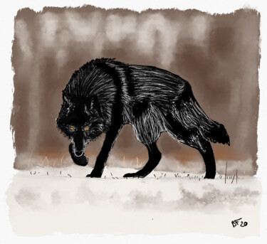 Цифровое искусство под названием "Wolf is Back" - Bertrand Fraysse, Подлинное произведение искусства, Цифровая живопись