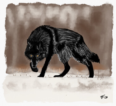 Arte digital titulada "Wolf is Back" por Bertrand Fraysse, Obra de arte original, Pintura Digital