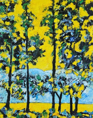Картина под названием "Sumatra - Lac Toba" - Bertrand Gossart, Подлинное произведение искусства, Масло Установлен на Деревян…