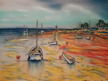 Tekening getiteld "Paysage Breton 1 ." door Bertrand Jost, Origineel Kunstwerk, Pastel