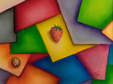 Dessin intitulée "Fruits sur un tas d…" par Bertrand Jost, Œuvre d'art originale, Pastel