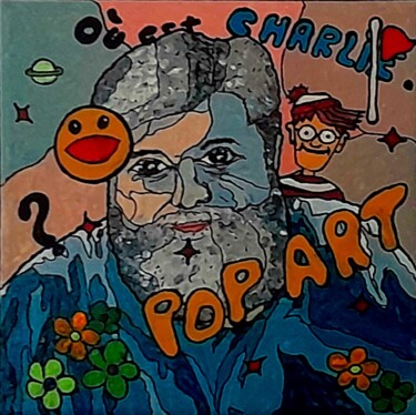 Painting titled "Portrait pop art (…" by Bertrand Jost, Original Artwork, Acrylic Mounted on Wood Stretcher frame