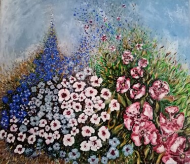 Картина под названием "Envolée de fleurs ." - Bertrand Jost, Подлинное произведение искусства, Акрил Установлен на Деревянна…