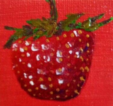 Painting titled "La fraise ." by Bertrand Jost, Original Artwork, Acrylic
