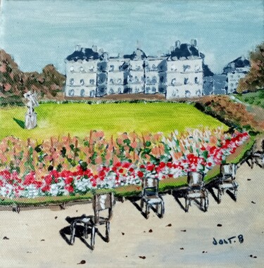 Painting titled "Jardin du Luxembour…" by Bertrand Jost, Original Artwork, Acrylic Mounted on Wood Stretcher frame