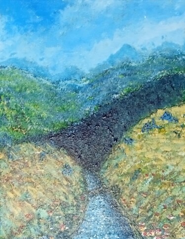 제목이 "Paysage de montagne…"인 미술작품 Bertrand Jost로, 원작, 아크릴 나무 들것 프레임에 장착됨