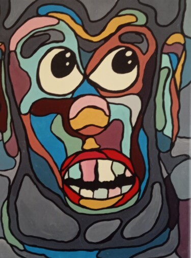 Malerei mit dem Titel "Masque de carnaval ." von Bertrand Jost, Original-Kunstwerk, Acryl Auf Keilrahmen aus Holz montiert