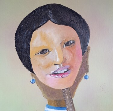 Malerei mit dem Titel "Portrait masqué ." von Bertrand Jost, Original-Kunstwerk, Öl Auf Karton montiert