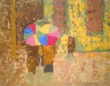 Pintura titulada "Jour de pluie ." por Bertrand Jost, Obra de arte original, Oleo Montado en Bastidor de camilla de madera