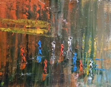 Painting titled "Composition Abstrai…" by Bertrand Jost, Original Artwork, Oil Mounted on Cardboard