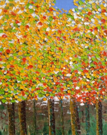 "Paysage d'automne ." başlıklı Tablo Bertrand Jost tarafından, Orijinal sanat, Petrol Ahşap Sedye çerçevesi üzerine monte ed…