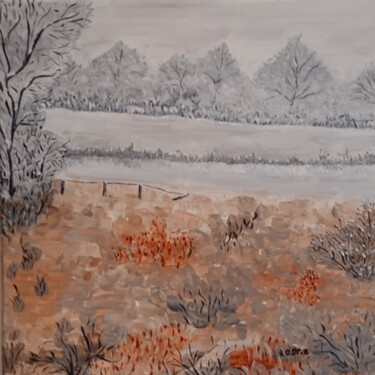 Картина под названием "Paysage d'hiver ." - Bertrand Jost, Подлинное произведение искусства, Акрил Установлен на Деревянная…