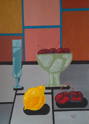 Peinture intitulée "Le citron." par Bertrand Jost, Œuvre d'art originale, Acrylique