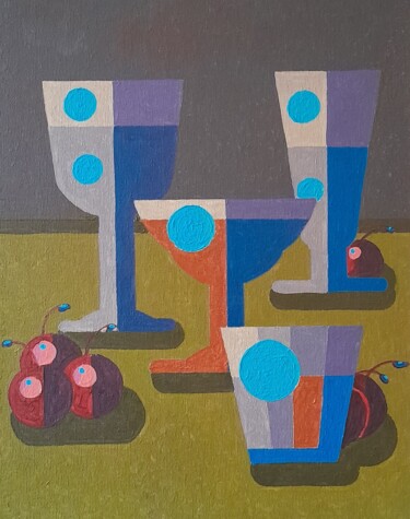 Malerei mit dem Titel "Des verres et des c…" von Bertrand Jost, Original-Kunstwerk, Acryl
