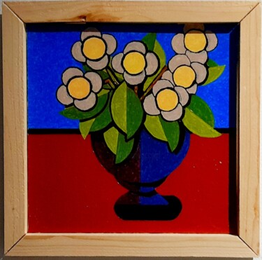 Malerei mit dem Titel "Le vase 3 ." von Bertrand Jost, Original-Kunstwerk, Acryl Auf Karton montiert